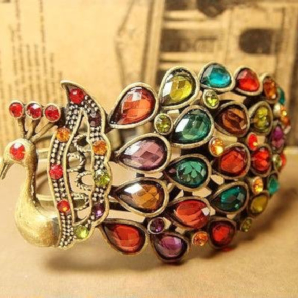 Rainbow Peacock Bangle Bracelet Jewelry 458-BB - Picture 4 of 8